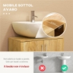 MOBILETTO BAGNO SOTTOLAVABO SOSPESO A 2 ANTE CON 2 RIPIANI IN LEGNO, COLORE NATURALE