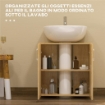 MOBILETTO BAGNO SOTTOLAVABO SOSPESO A 2 ANTE CON 2 RIPIANI IN LEGNO, COLORE NATURALE