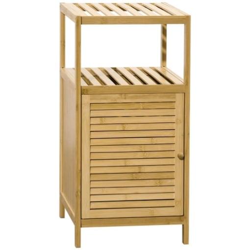 MOBILETTO BAGNO IN BAMBÙ A DOGHE CON ARMADIETTO A UN'ANTA, 33X36.5X67CM, COLORE LEGNO NATURALE