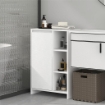 MOBILETTO BAGNO CON 3 RIPIANI APERTI E ARMADIETTO A UN'ANTA CON MENSOLA REGOLABILE, 53X30X80CM, BIANCO