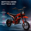 MOTO ELETTRICA PER BAMBINI CON ACCELERATORE MANUALE, 2 VELOCITÀ 8-16KM/H, ETÀ 8-12 ANNI, ROSSO