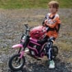 MOTO ELETTRICA PER BAMBINI CON ACCELERATORE MANUALE, 2 VELOCITÀ 8-16KM/H, ETÀ 8-12 ANNI, ROSA