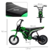 MOTO ELETTRICA PER BAMBINI CON ACCELERATORE MANUALE, 2 VELOCITÓ 8-16KM/H, ETÀ 8-12 ANNI, VERDE