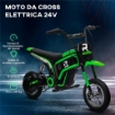 MOTO ELETTRICA PER BAMBINI CON ACCELERATORE MANUALE, 2 VELOCITÓ 8-16KM/H, ETÀ 8-12 ANNI, VERDE