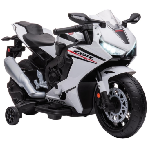 MOTO ELETTRICA PER BAMBINI CON LICENZA HONDA, BATTERIA 6V RICARICABILE, VELOCITÓ 3KM/H, BIANCO