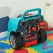 OFFICINA CAMION GIOCATTOLO PER BAMBINI 3-5 ANNI A 61 PEZZI CON MANIGLIA, IN ABS E PP, 40X39X47 CM, NERO E AZZURRO