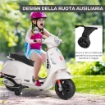 MOTO ELETTRICA PER BAMBINI DESIGN VESPA, BATTERIA 6V CON SUONI E LUCI, ETÀ 3-6 ANNI, BIANCO