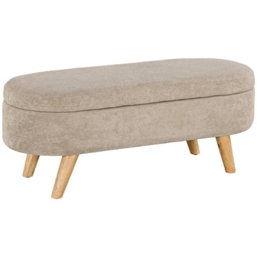 PANCA FONDO LETTO IMBOTTITA CON SPAZIO PORTAOGGETTI A SCOMPARSA, IN LEGNO E POLIESTERE, 110X40X43 CM, BEIGE