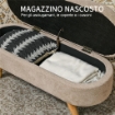 PANCA FONDO LETTO IMBOTTITA CON SPAZIO PORTAOGGETTI A SCOMPARSA, IN LEGNO E POLIESTERE, 110X40X43 CM, BEIGE