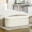 PANCA FONDO LETTO IN TESSUTO TEDDY CON VANO CONTENITORE PER INGRESSO E CAMERA, 116X41X40.5CM, CREMA