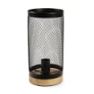 LAMPADA DA ARREDO IN METALLO CON BASE LEGNO A RETE 15X14X28CM COLORE NERO