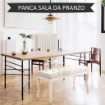 PANCA FONDOLETTO VINTAGE CON SEDUTA IMBOTTITA IN TESSUTO E GAMBE IN LEGNO, 110X40X48CM, BEIGE