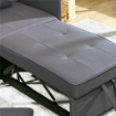 POLTRONA LETTO 3 IN 1 CON SCHIENALE RECLINABILE, IN TESSUTO EFFETTO LINO E LEGNO, 98X69X65 CM, GRIGIO SCURO