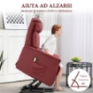 POLTRONA RELAX RECLINABILE ALZAPERSONE ELETTRICA CON TELECOMANDO E POGGIAPIEDI, 80X94X104CM ROSSO