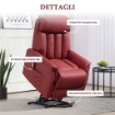 POLTRONA RELAX RECLINABILE ALZAPERSONE ELETTRICA CON TELECOMANDO E POGGIAPIEDI, 80X94X104CM ROSSO