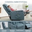 POLTRONA RELAX RECLINABILE ALZAPERSONE ELETTRICA CON TELECOMANDO E POGGIAPIEDI, 80X94X104CM AZZURRO