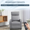 POLTRONA RELAX MASSAGGIANTE CON TELECOMANDO E 8 PROGRAMMI, RECLINAZIONE E POGGIAPIEDI, GRIGIO CHIARO