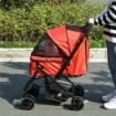 PASSEGGINO PER CANI PICCOLI PIEGHEVOLE CON MANIGLIONE GIREVOLE E RUOTE CON FRENI, 76.5X52X95CM, ROSSO