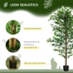 PIANTA DI FICUS ARTIFICIALE DA 180 CM PER INTERNI ED ESTERNI CON VASO IN METALLO RIEMPITO, VERDE