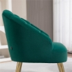 POLTRONCINA DA CAMERA E SALOTTO A CONCHIGLIA STILE ART DECO, IN TESSUTO VELLUTATO E ACCIAIO, 63X65X84 CM, VERDE