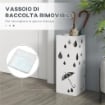 PORTAOMBRELLI IN METALLO CON 4 GANCI E VASCHETTA RACCOGLIGOCCE, 15.5X15.5X41CM, BIANCO