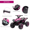 QUAD ELETTRICO PER BAMBINI 12V, 2 VELOCITÓ, RUOTE LARGHE CON SOSPENSIONI E FARI LED, ETÓ 3-5 ANNI, ROSA