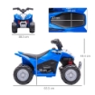 QUAD ELETTRICO PER BAMBINI 18-36 MESI CON LUCI LED, CLACSON E PEDALI, 65.5X38.5X43.5 CM, BLU