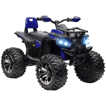 QUAD ELETTRICO PER BAMBINI 3-5 ANNI A 12V CON FARI E PEDALE, IN PP E METALLO 100X65X73 CM, BLU