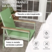 SET DA GIARDINO CON TAVOLO RETTANGOLARE E 6 SEDIE CON BRACCIOLI IN TESSUTO A RETE E ACCIAIO, VERDE