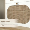 SCARPIERA STILE BOHO IN RATTAN, TRUCIOLATO E MDF CON 3 RIPIANI REGOLABILI PER 18 PAIA MAX, 60X24X115 CM