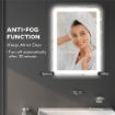 SPECCHIO BAGNO CON INTERRUTTORE TOUCH, LUCE LED A 3 TEMPERATURE E ANTIAPPANNAMENTO, 70X50CM