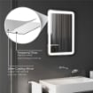 SPECCHIO BAGNO CON INTERRUTTORE TOUCH, LUCE LED A 3 TEMPERATURE E ANTIAPPANNAMENTO, 70X50CM