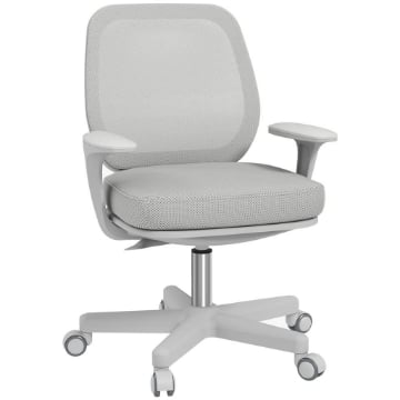 SEDIA DA UFFICIO ERGONOMICA E RECLINABILE AD ALTEZZA REGOLABILE CON 5 ROTELLE, 55X48X82.5-94.5 CM, GRIGIA