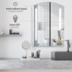 SPECCHIO BAGNO CON LUCE LED E INTERRUTTORE TOUCH, MENSOLA IN VETRO E STRUTTURA ALLUMINIO