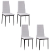 SET 4 SEDIE IMBOTTITE PER SOGGIORNO O SALA DA PRANZO, SEDIE DA CUCINA MODERNE, IN METALLO E TESSUTO BIANCO