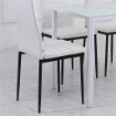 SET 4 SEDIE IMBOTTITE PER SOGGIORNO O SALA DA PRANZO, SEDIE DA CUCINA MODERNE, IN METALLO E TESSUTO BIANCO