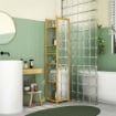 SCAFFALE DA BAGNO CON SPECCHIO E 6 RIPIANI A DOGHE IN BAMBÙ, 35X35X168CM, COLORE LEGNO