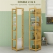 SCAFFALE DA BAGNO CON SPECCHIO E 6 RIPIANI A DOGHE IN BAMBÙ, 35X35X168CM, COLORE LEGNO