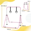 SBARRA GINNASTICA ARTISTICA PER BAMBINI AD ALTEZZA REGOLABILE CON 2 ANELLI, IN ACCIAIO, 148X105X88-128 CM, ROSA