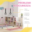 SBARRA GINNASTICA ARTISTICA PER BAMBINI AD ALTEZZA REGOLABILE CON 2 ANELLI, IN ACCIAIO, 148X105X88-128 CM, ROSA