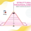 SBARRA GINNASTICA ARTISTICA PER BAMBINI AD ALTEZZA REGOLABILE CON 2 ANELLI, IN ACCIAIO, 148X105X88-128 CM, ROSA