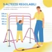 SBARRA PER TRAZIONI PIEGHEVOLE PER BAMBINI 3-8 ANNI CON ALTEZZE REGOLABILI IN ACCIAIO, 148X105X88-128CM, ROSA