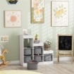 SCAFFALE PORTAGIOCHI A 3 LIVELLI CON 6 CONTENITORI PER BAMBINI DA 3-8 ANNI, 96X38.5X90CM, GRIGIO