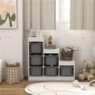 SCAFFALE PORTAGIOCHI A 3 LIVELLI CON 6 CONTENITORI PER BAMBINI DA 3-8 ANNI, 96X38.5X90CM, GRIGIO