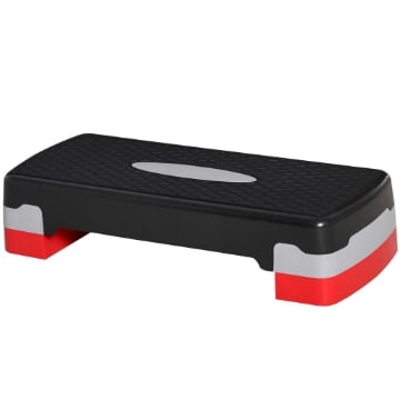 STEP FITNESS PER AEROBICA CON ALTEZZA REGOLABILE 10-15 CM, 68X29CM NERO E ROSSO