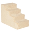 SCALETTA PER CANI PORTATILE A 4 GRADINI, IN FLANELLA SFODERABILE E TRUCIOLATO, 60X35X44 CM, BEIGE