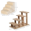 SCALETTA PER CANI PORTATILE A 4 GRADINI, IN FLANELLA SFODERABILE E TRUCIOLATO, 60X35X44 CM, BEIGE