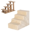 SCALETTA PER CANI PORTATILE A 4 GRADINI, IN FLANELLA SFODERABILE E TRUCIOLATO, 60X35X44 CM, BEIGE