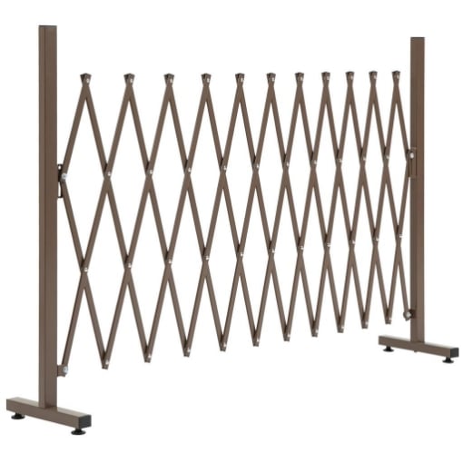 RECINZIONE PER GIARDINO A LARGHEZZA REGOLABILE, IN METALLO E ALLUMINIO, 300X31X103.5 CM, MARRONE SCURO