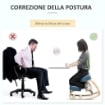 SEDIA ERGONOMICA CON INGINOCCHIATOIO IN LEGNO DI BETULLA E CUSCINO, 51X69X58CM, BLU